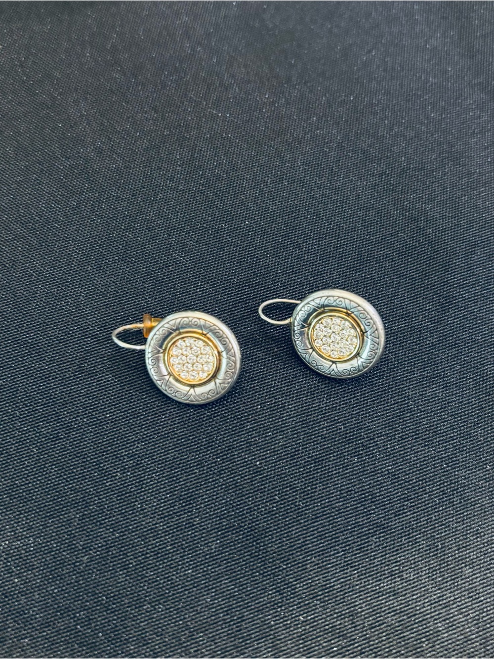 Brighton Silver and Gold-Tone Pave Circle Drop Earrings